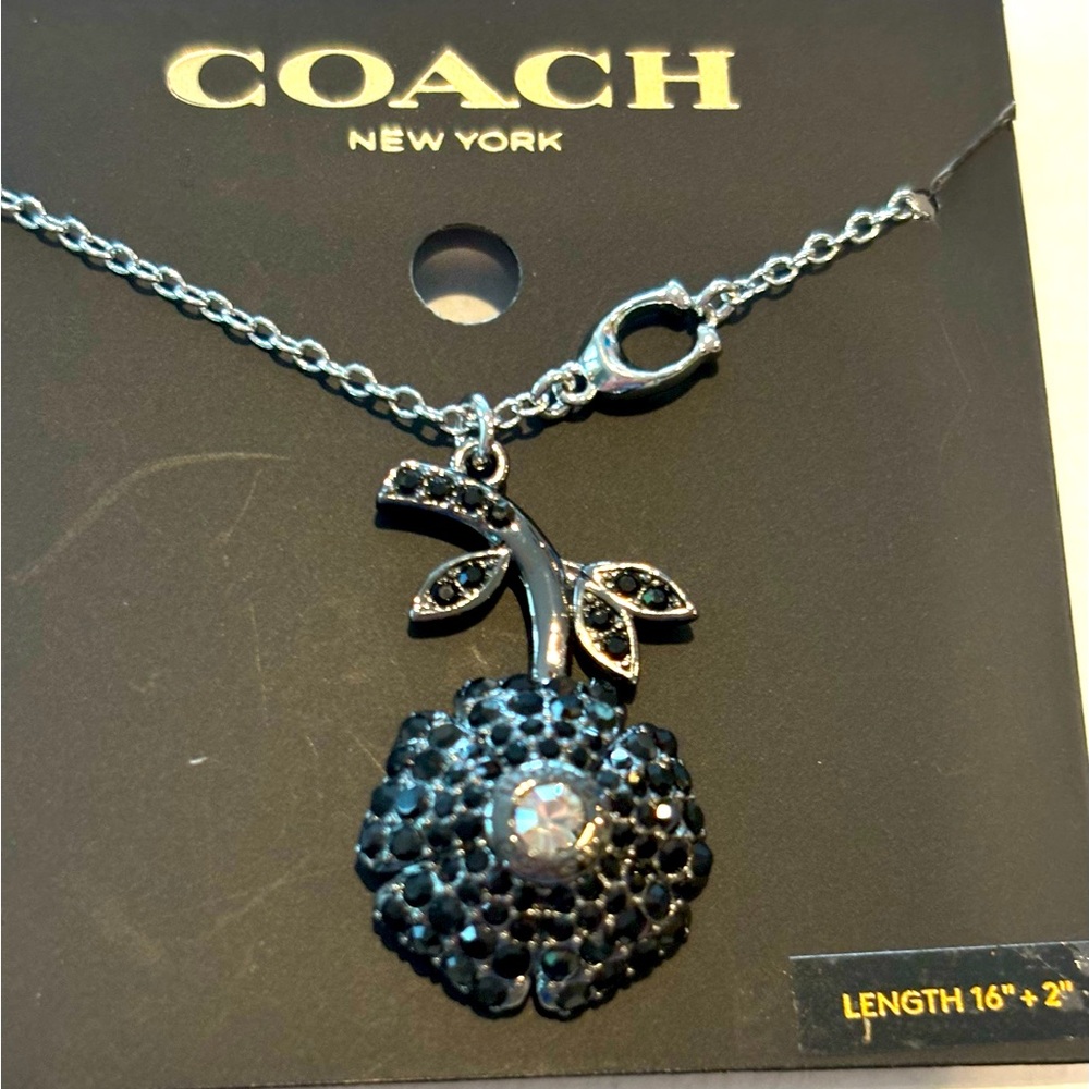 Coach Women’s Black and Silver Pendant Necklace